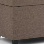 33" Fawn and Espresso Linen Blend Upholstered Storage Bench With Flip Top