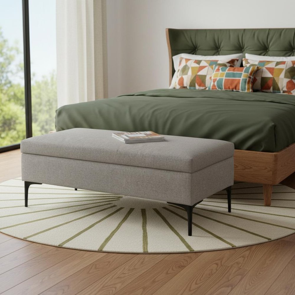 48" Cloud And Black Cocktail Ottoman With Storage