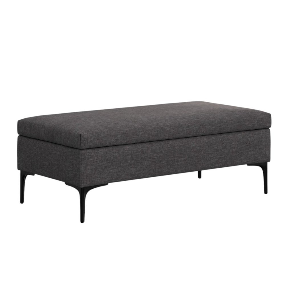 48" Cloud And Black Cocktail Ottoman With Storage