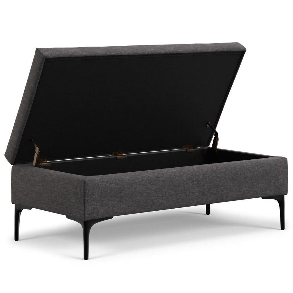 48" Cloud And Black Cocktail Ottoman With Storage