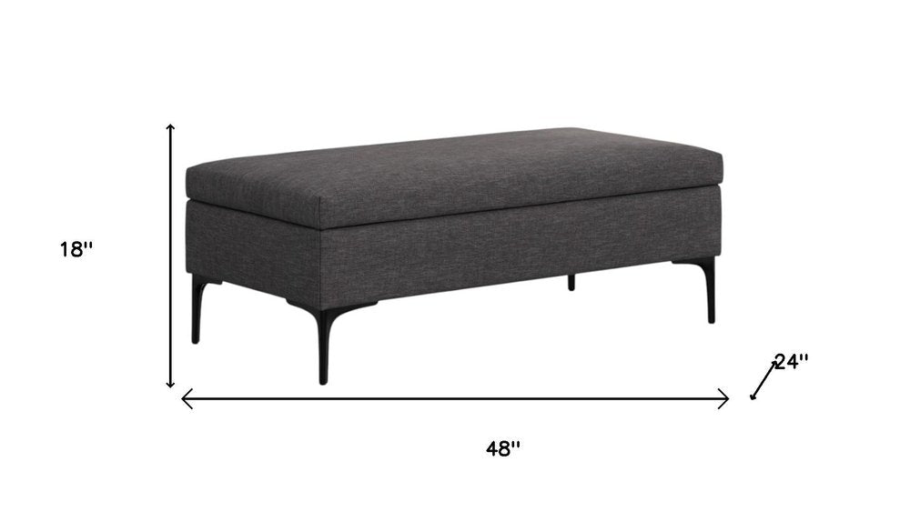 48" Cloud And Black Cocktail Ottoman With Storage