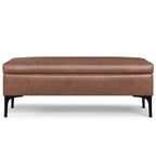 48" Brown And Black Faux Leather Cocktail Ottoman With Storage