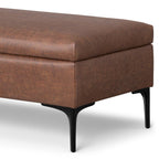 48" Brown And Black Faux Leather Cocktail Ottoman With Storage