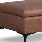 48" Brown And Black Faux Leather Cocktail Ottoman With Storage