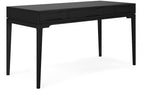 60" Black Solid Wood Writing Desk With Two Drawers