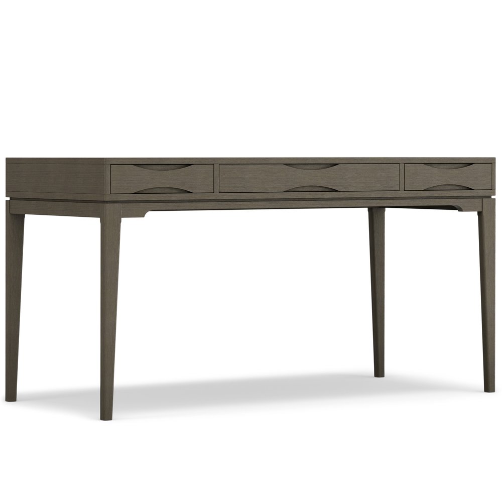 60" Black Solid Wood Writing Desk With Two Drawers