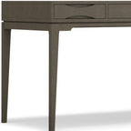 60" Black Solid Wood Writing Desk With Two Drawers