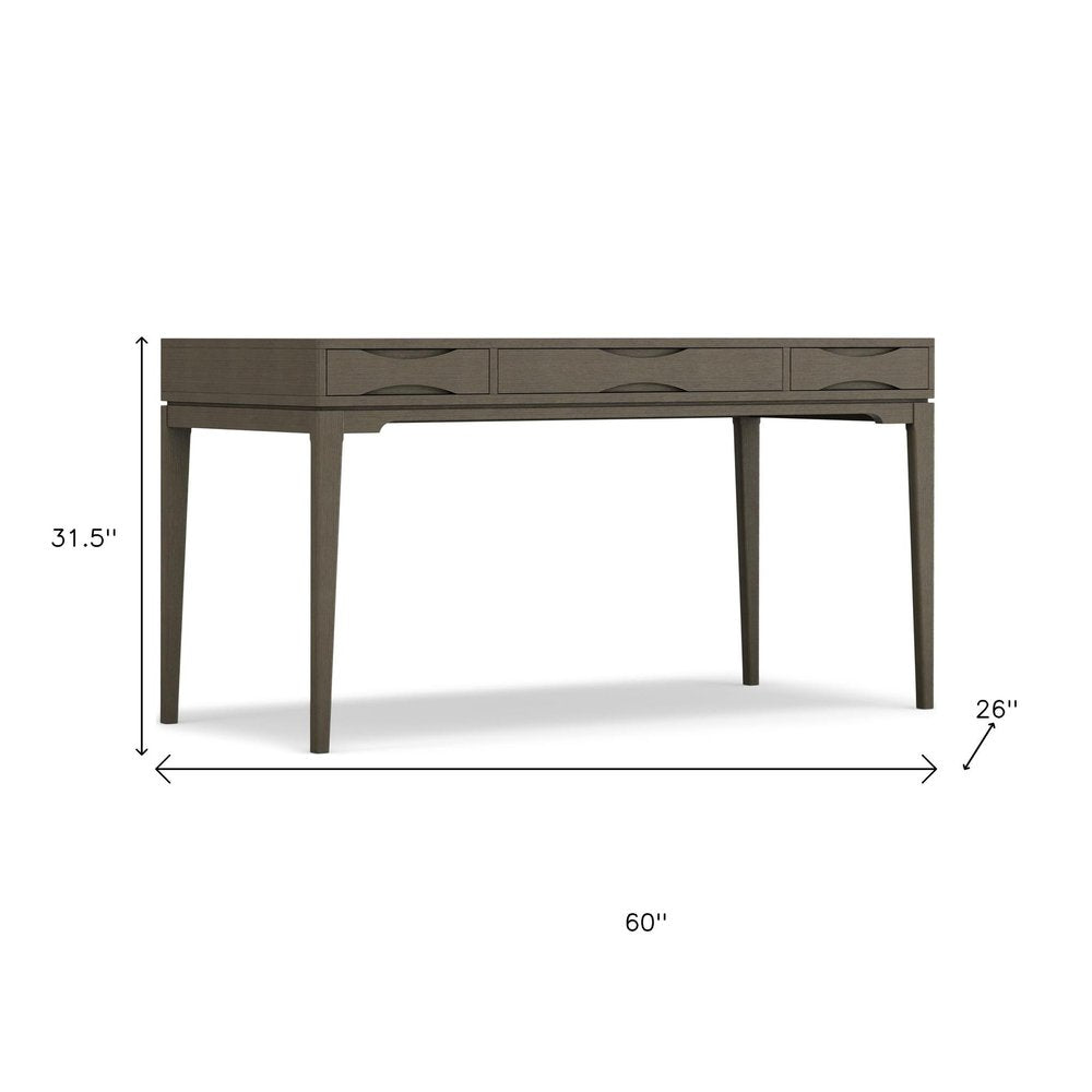 60" Black Solid Wood Writing Desk With Two Drawers