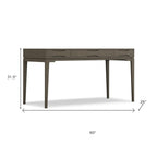 60" Black Solid Wood Writing Desk With Two Drawers