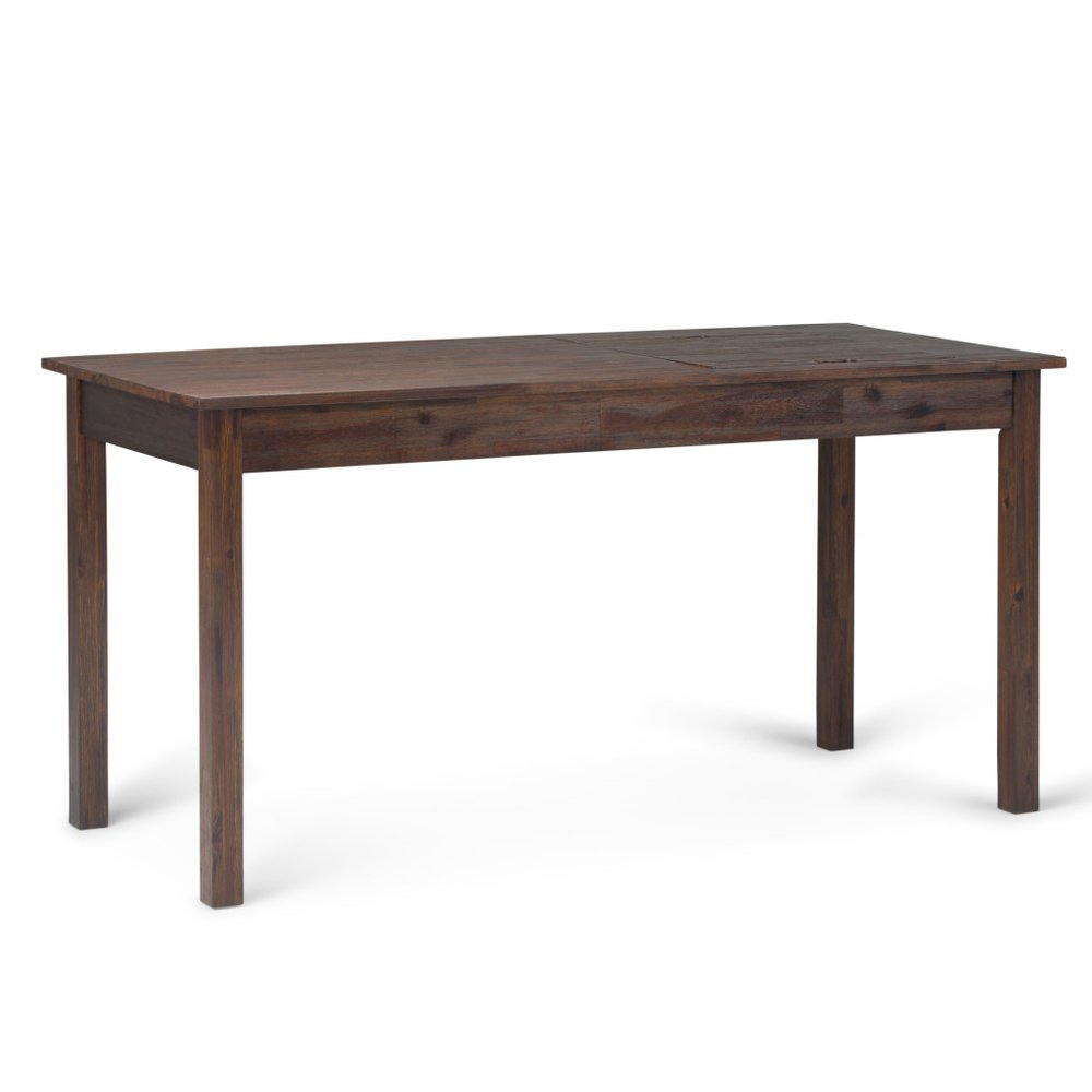 60" Brown and Charcoal Solid Wood Computer Desk