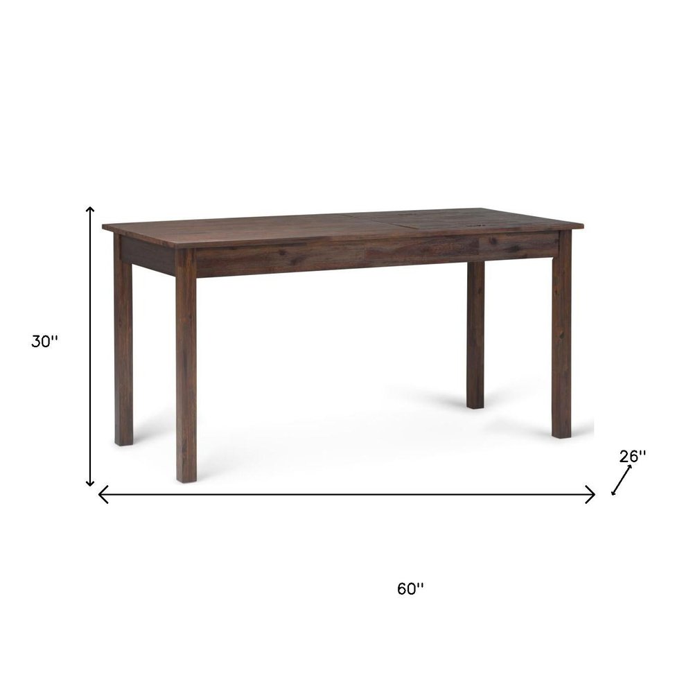 60" Brown and Charcoal Solid Wood Computer Desk