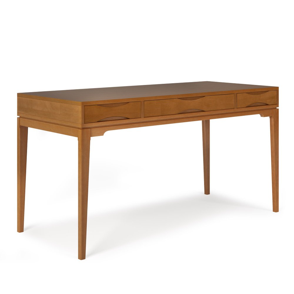 60" Black Solid Wood Writing Desk With Two Drawers
