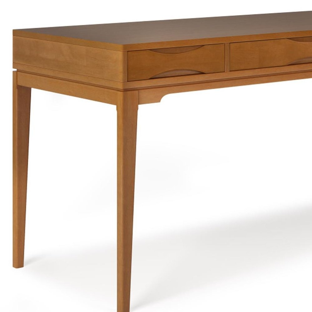 60" Black Solid Wood Writing Desk With Two Drawers