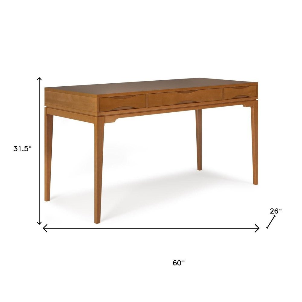 60" Black Solid Wood Writing Desk With Two Drawers