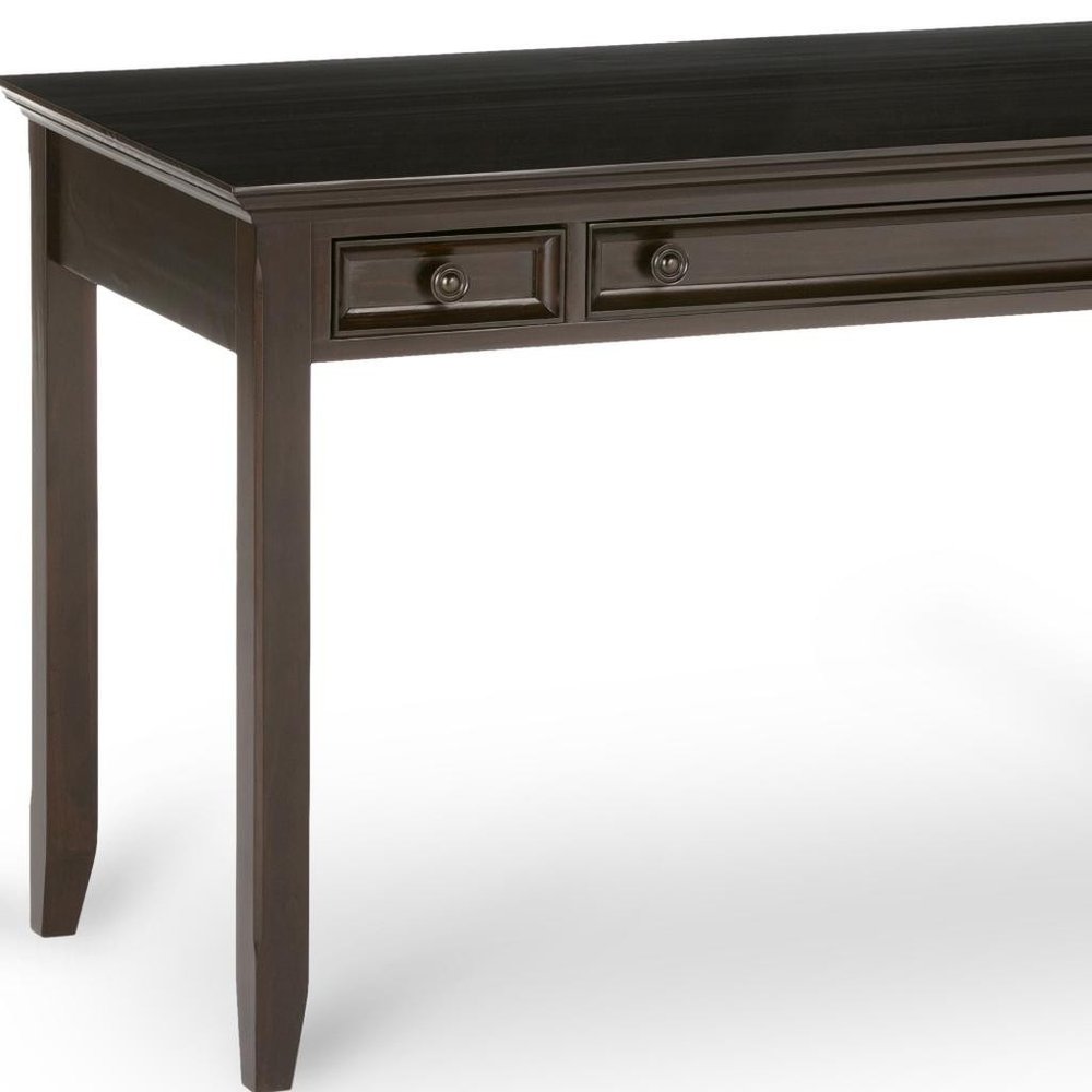 54" Brown Solid Wood Writing Desk With Two Drawers