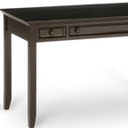 54" Brown Solid Wood Writing Desk With Two Drawers