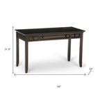 54" Brown Solid Wood Writing Desk With Two Drawers