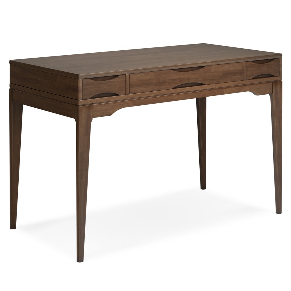 48" Walnut Solid Wood Writing Desk With Two Drawers