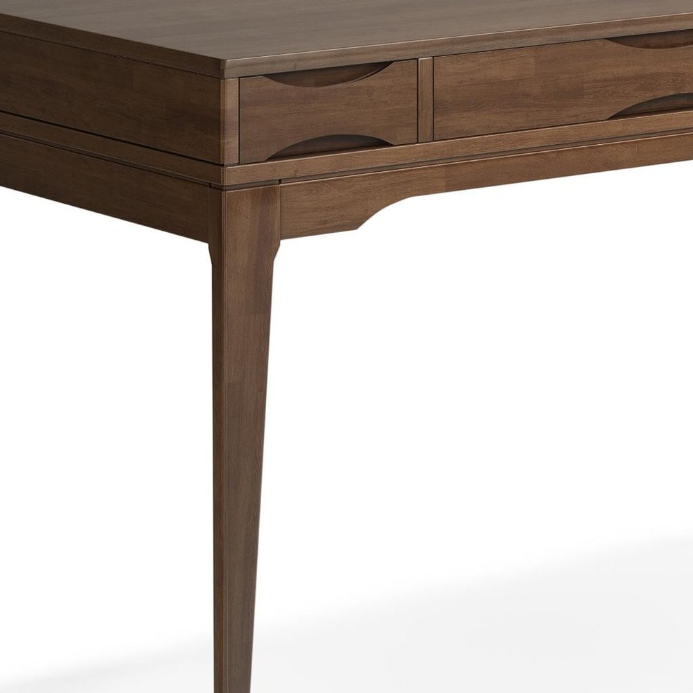 48" Walnut Solid Wood Writing Desk With Two Drawers