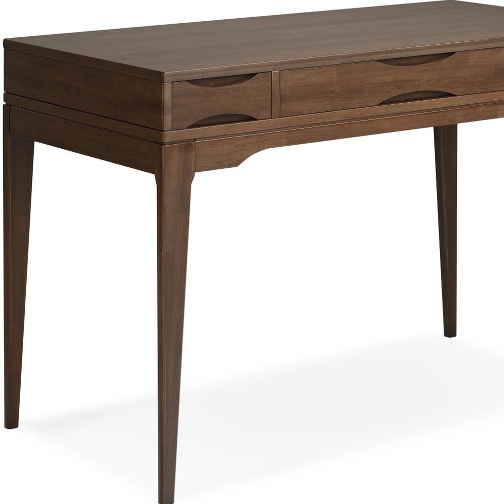 48" Walnut Solid Wood Writing Desk With Two Drawers