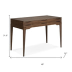 48" Walnut Solid Wood Writing Desk With Two Drawers