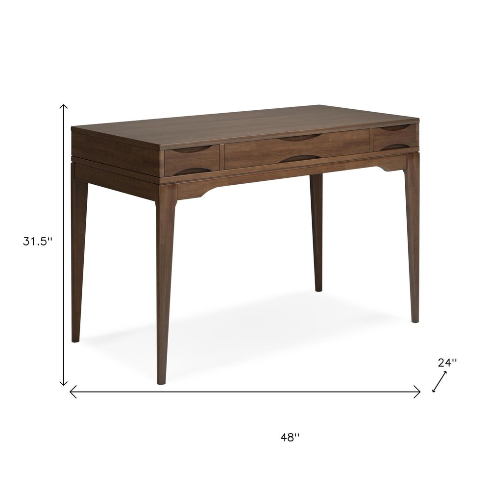 48" Walnut Solid Wood Writing Desk With Two Drawers