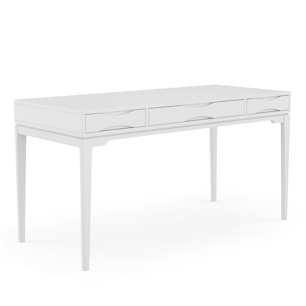 60" Black Solid Wood Writing Desk With Two Drawers
