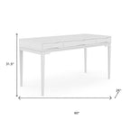 60" Black Solid Wood Writing Desk With Two Drawers