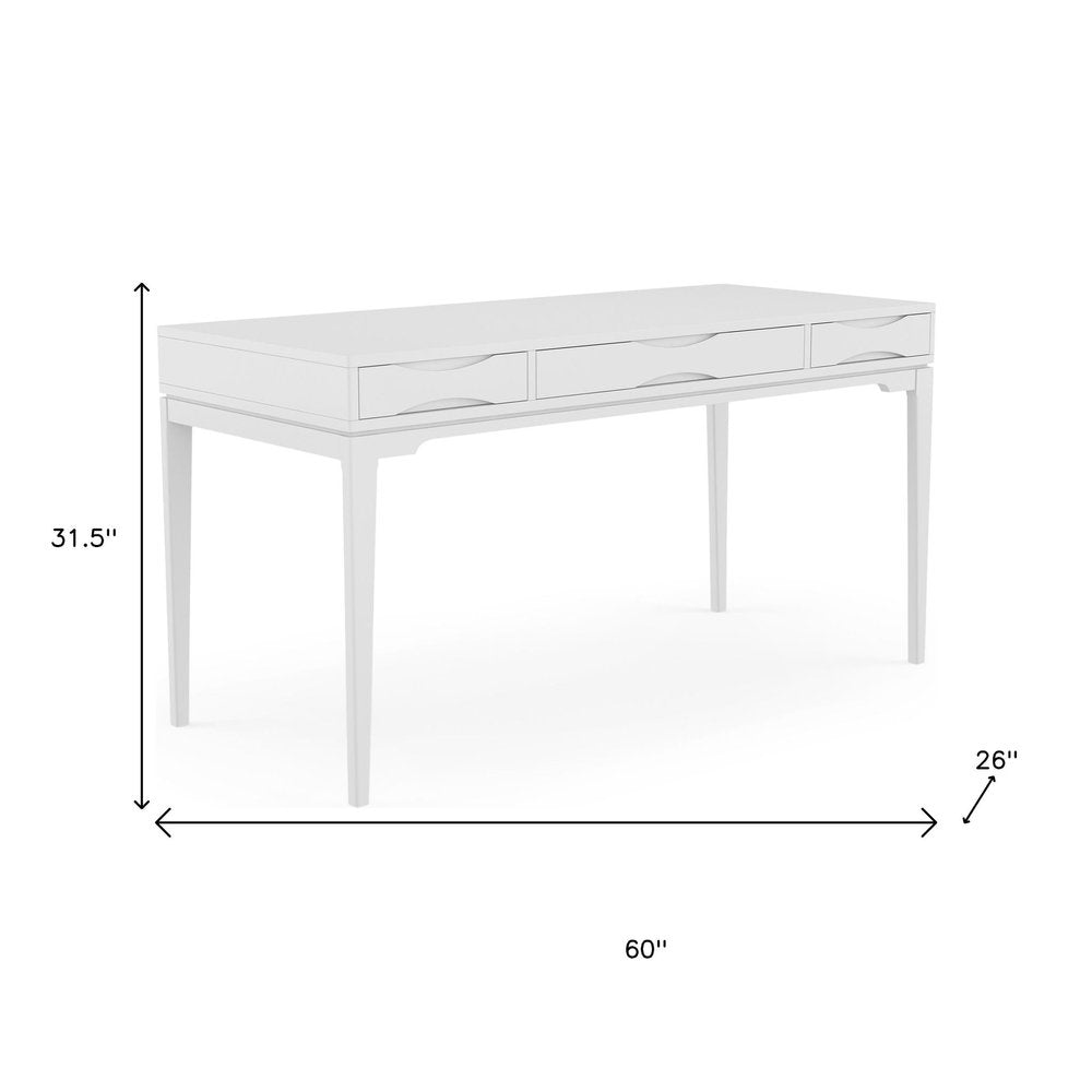 60" Black Solid Wood Writing Desk With Two Drawers