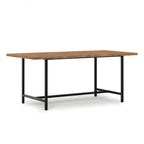 72" Natural And Black Solid Wood And Iron Dining Table