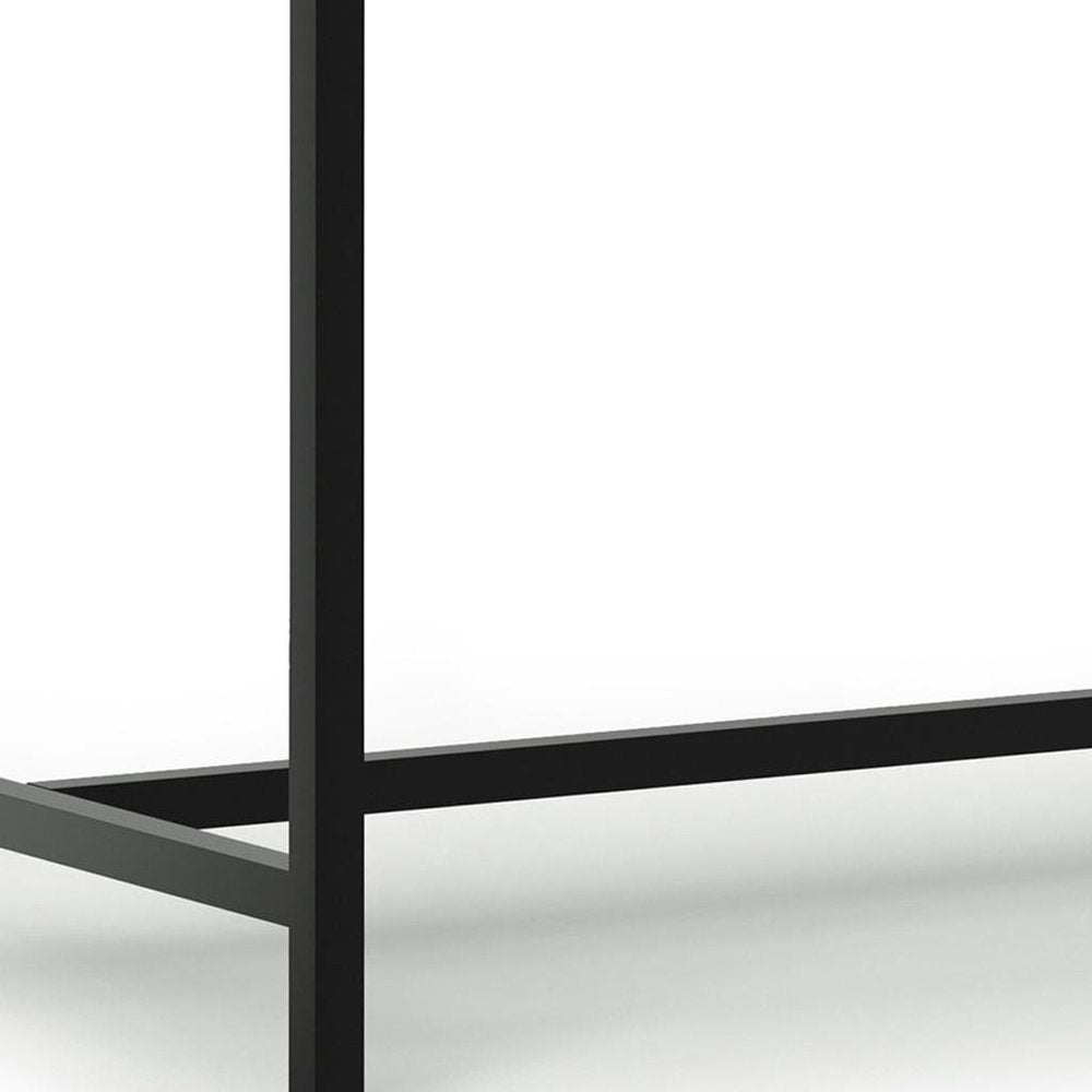 72" Natural And Black Solid Wood And Iron Dining Table