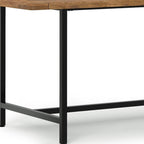 72" Natural And Black Solid Wood And Iron Dining Table