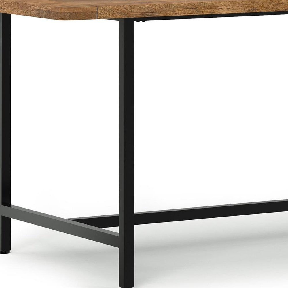72" Natural And Black Solid Wood And Iron Dining Table