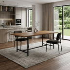 72" Natural And Black Solid Wood And Iron Dining Table