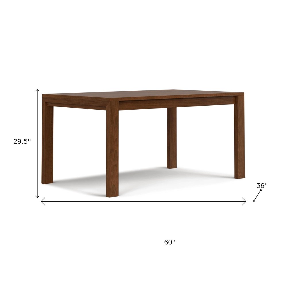 60" Walnut Wood Dining Table