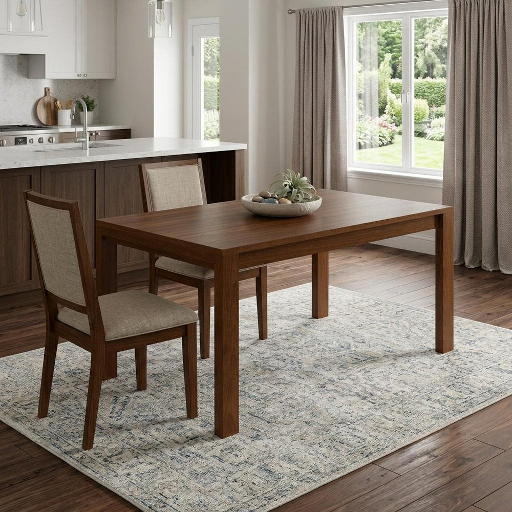 60" Walnut Wood Dining Table