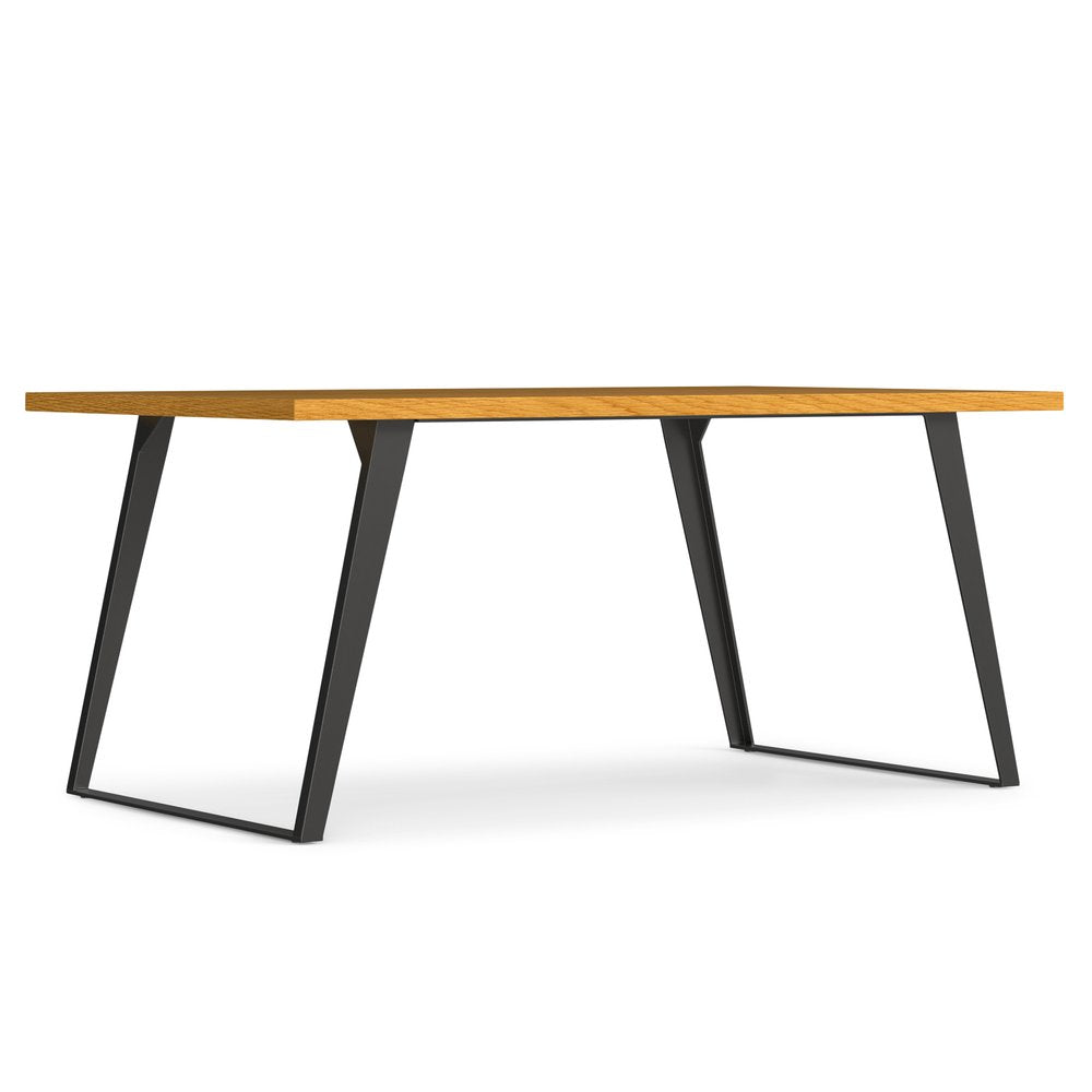66" Oak And Graphite Wood And Iron Frame Base Dining Table