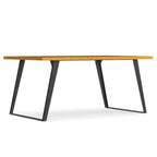 66" Oak And Graphite Wood And Iron Frame Base Dining Table