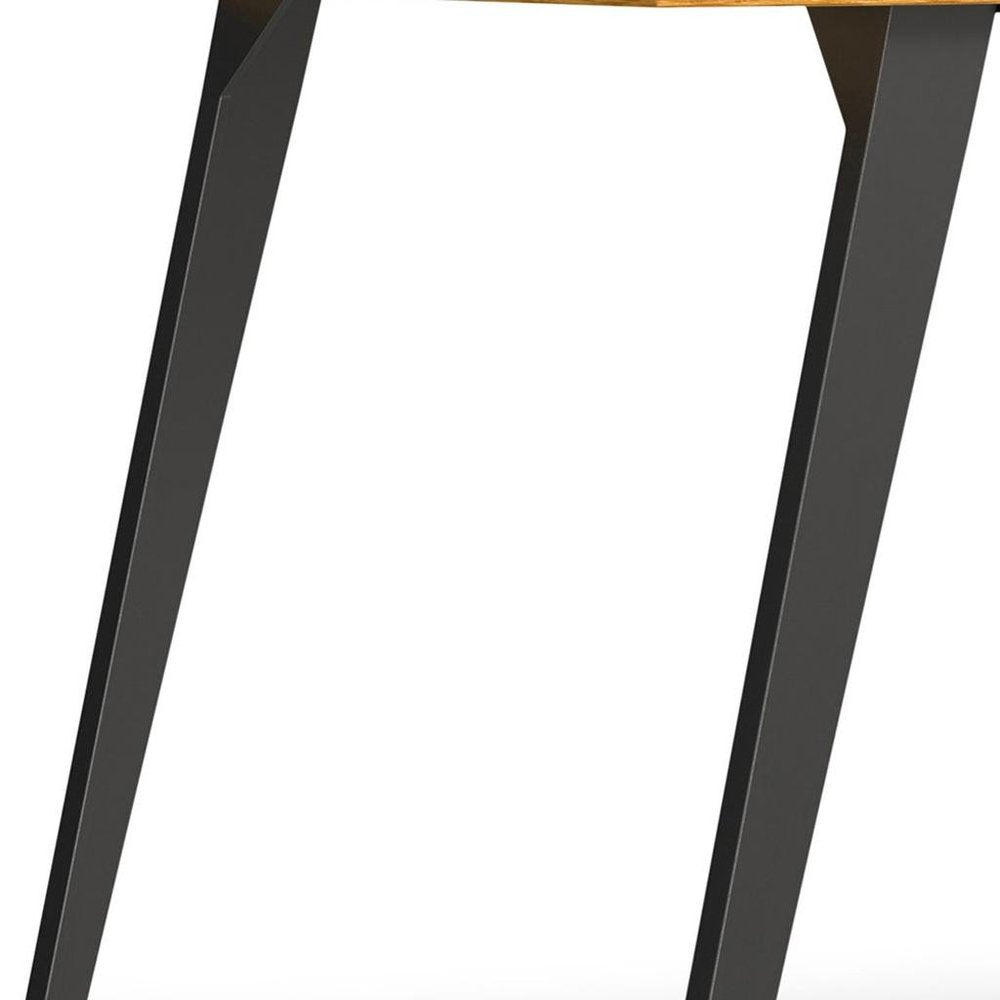 66" Oak And Graphite Wood And Iron Frame Base Dining Table