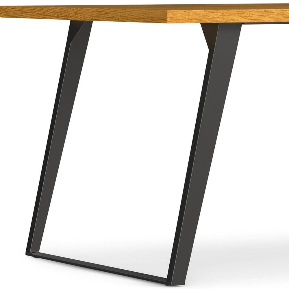 66" Oak And Graphite Wood And Iron Frame Base Dining Table