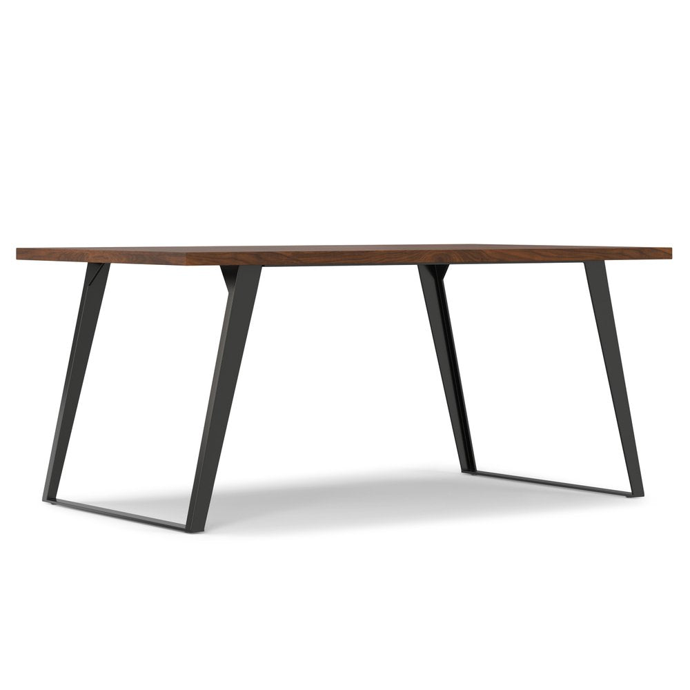 66" Oak And Graphite Wood And Iron Frame Base Dining Table