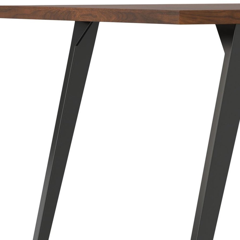 66" Oak And Graphite Wood And Iron Frame Base Dining Table