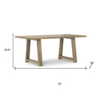 72" Gray Solid Wood Trestle Base Dining Table