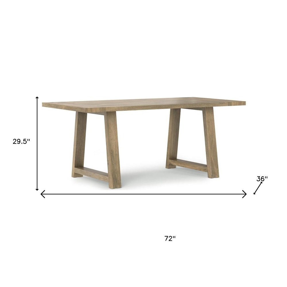 72" Gray Solid Wood Trestle Base Dining Table