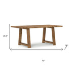 72" Gray Solid Wood Trestle Base Dining Table