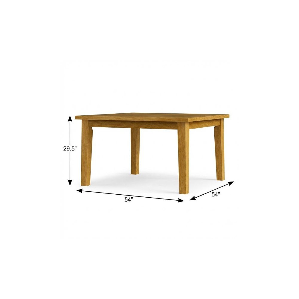 54" Oak Wood Square Dining Table