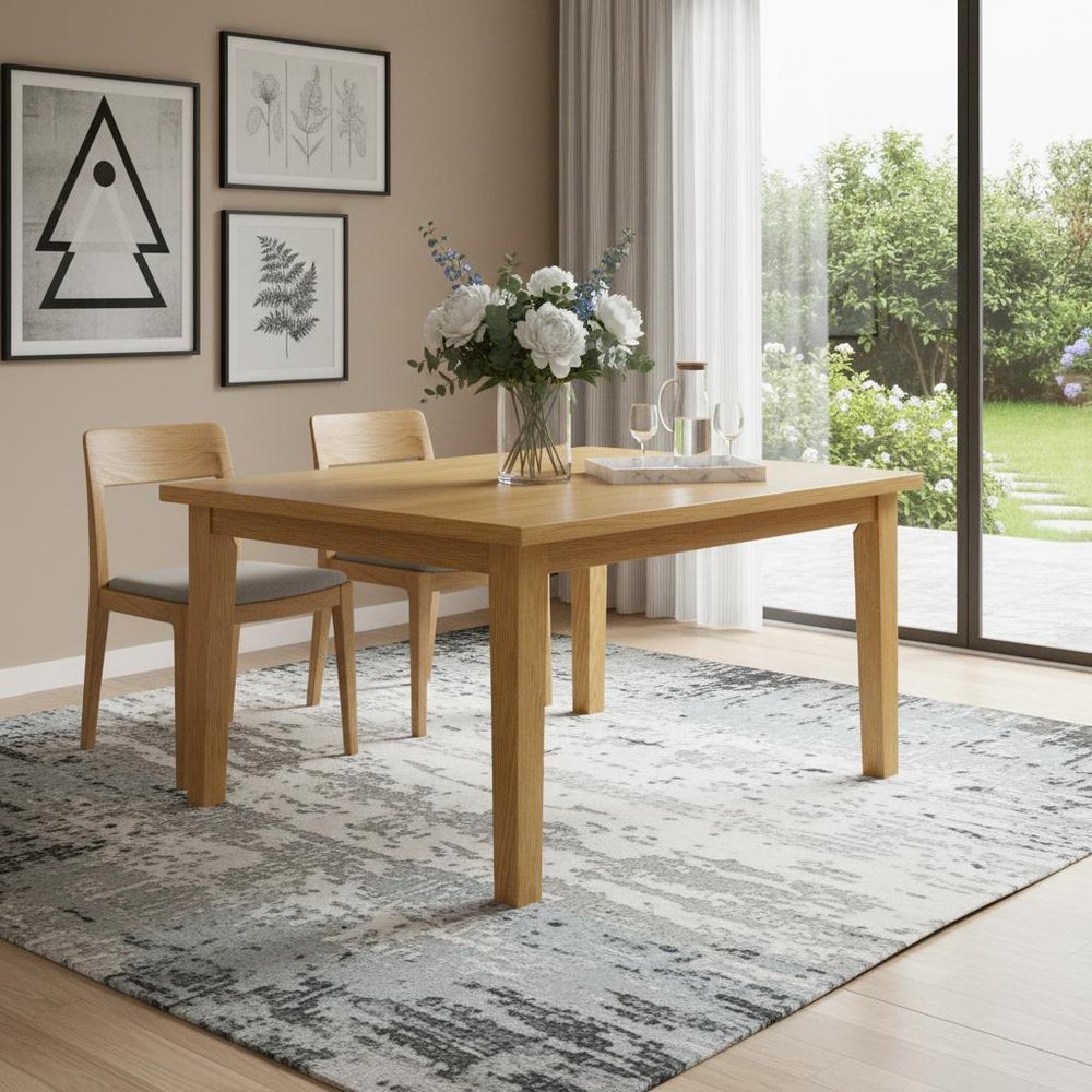 54" Oak Wood Square Dining Table