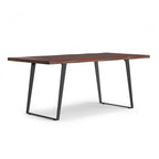 72" Walnut And Black Solid Wood And Iron Frame Base Live Edge Dining Table