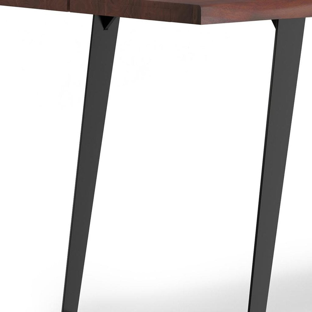72" Walnut And Black Solid Wood And Iron Frame Base Live Edge Dining Table
