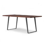 72" Walnut And Black Solid Wood And Iron Frame Base Live Edge Dining Table